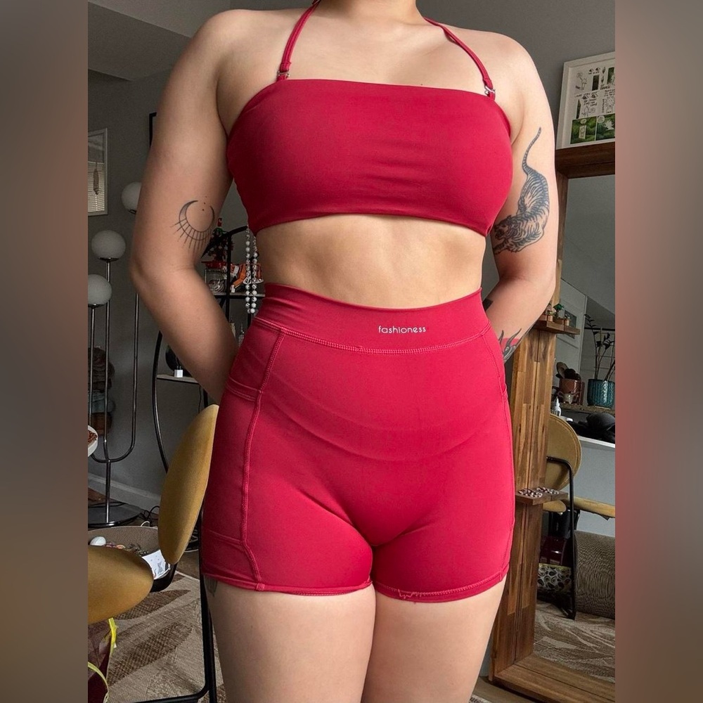 Fitness Fashioness Athletic Workout Set in Cherry Red